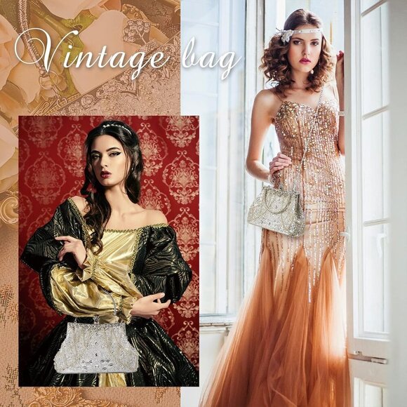 1920s Vintage Beaded Clutch Evening Bag Formal 1920s Accessories for Women Weddi - Picture 7 of 7